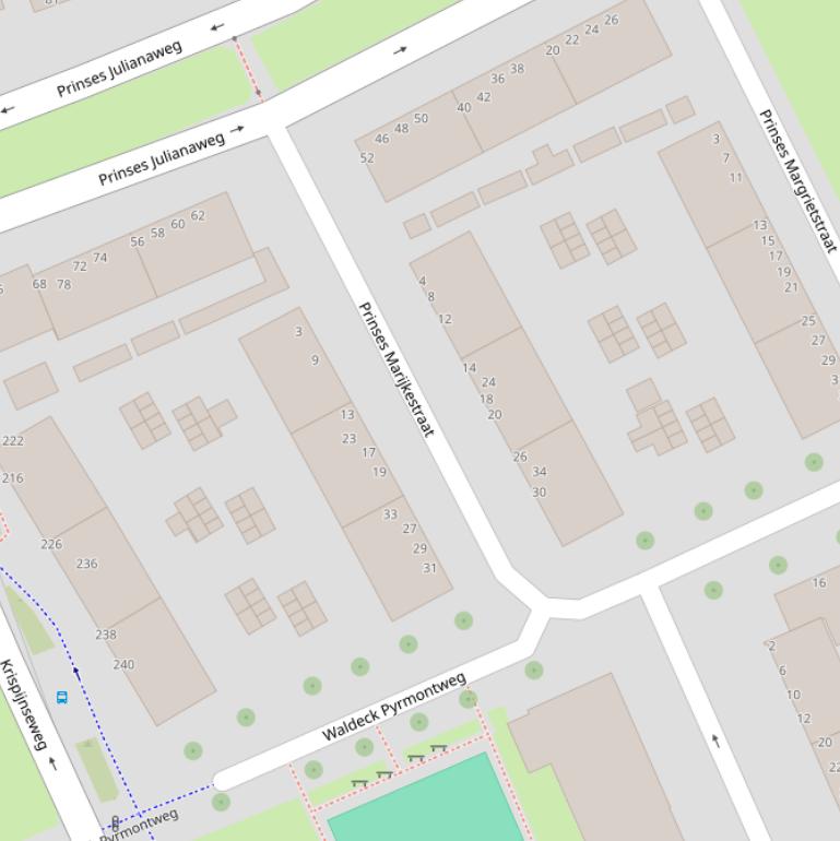 Kaart van de Prinses Marijkestraat.