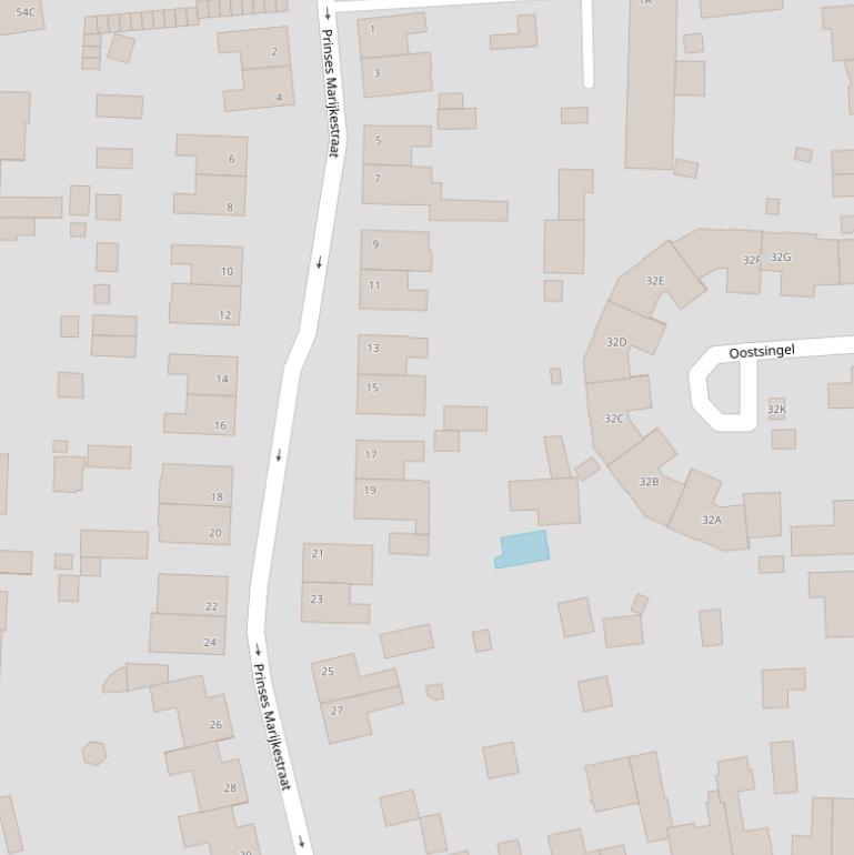 Kaart van de Prinses Marijkestraat.