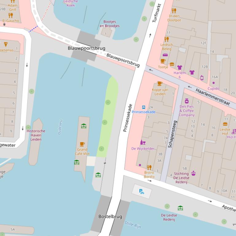 Kaart van de Prinsessekade.
