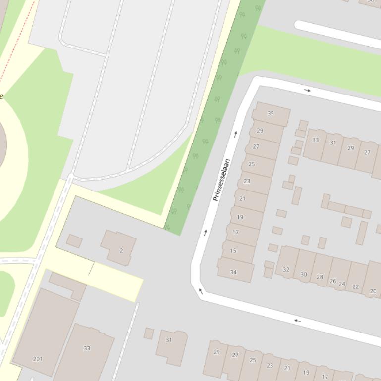 Kaart van de Prinsesselaan.