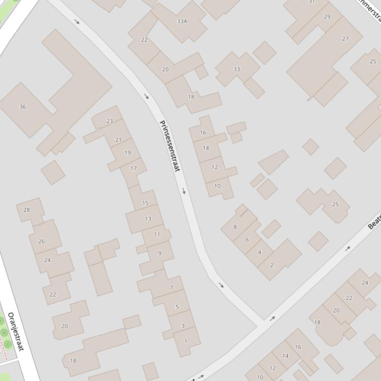 Kaart van de Prinsessenstraat.