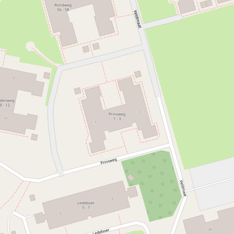 Kaart van de Prinsweg.