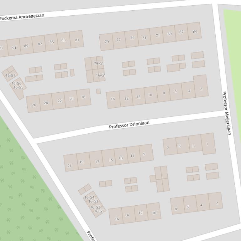 Kaart van de Prof. Drionlaan.