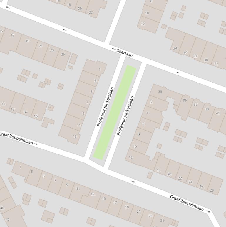 Kaart van de Prof. Junkerslaan.