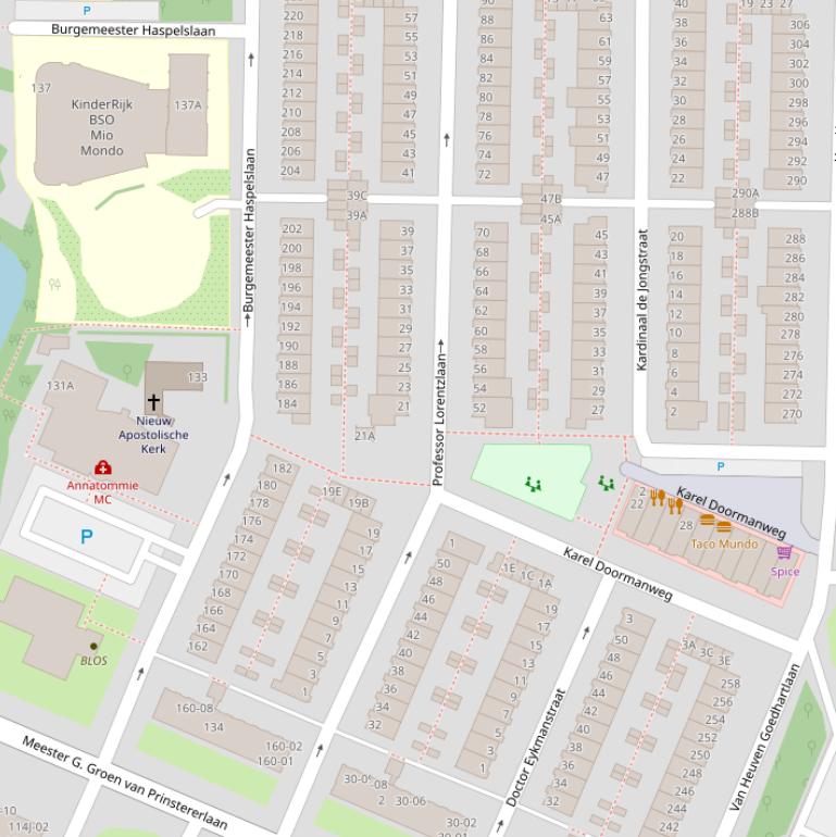 Kaart van de Prof. Lorentzlaan.