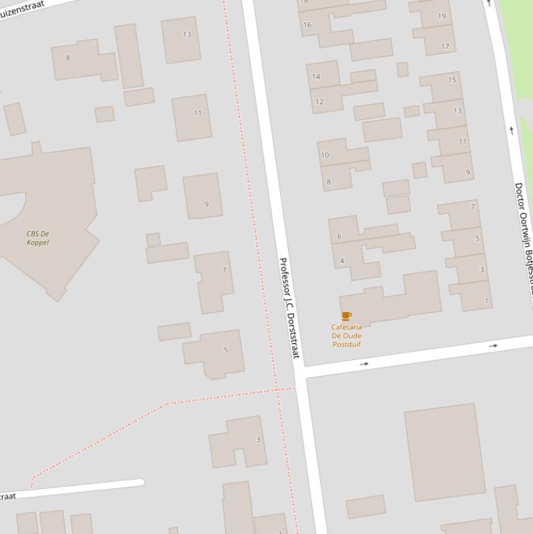Kaart van de Professor J. C. Dorststraat.
