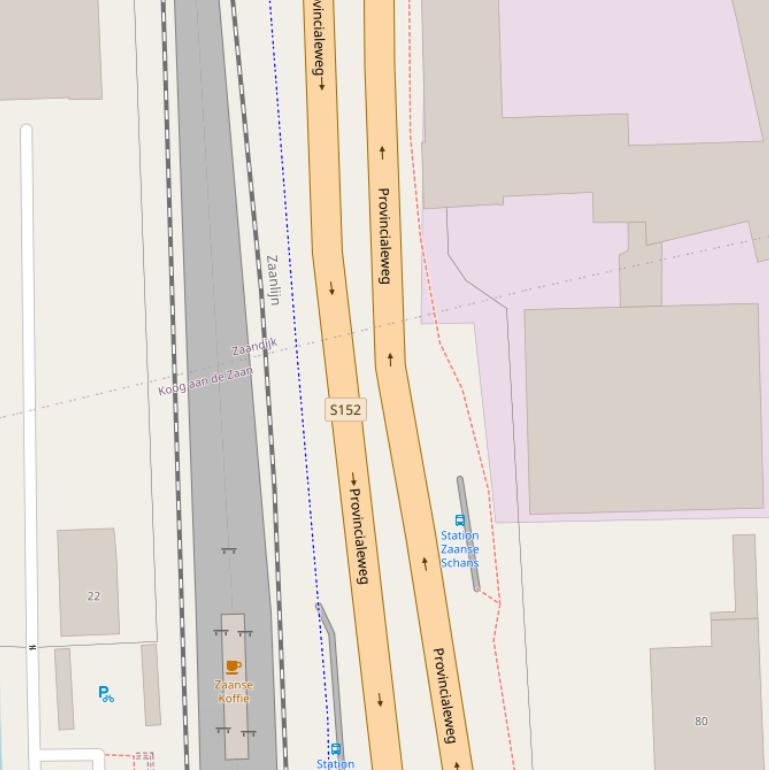 Kaart van  Provincialeweg Zaandam-Castricum.