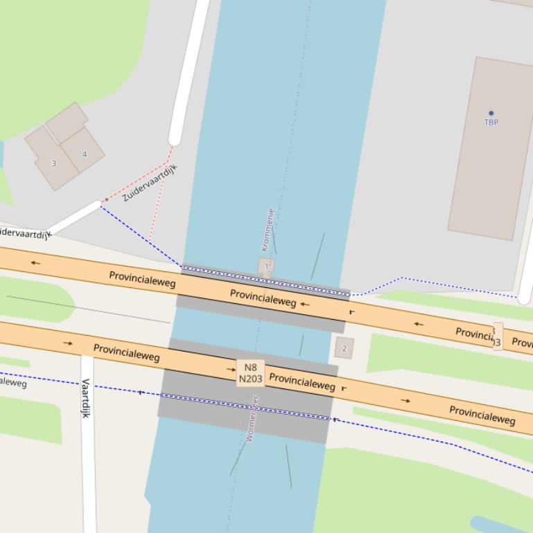 Kaart van  Provincialeweg Zaandam-Castricum.