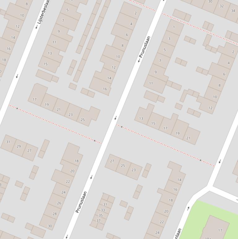 Kaart van de Prunuslaan.