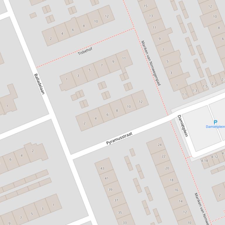 Kaart van de Pyramusstraat.