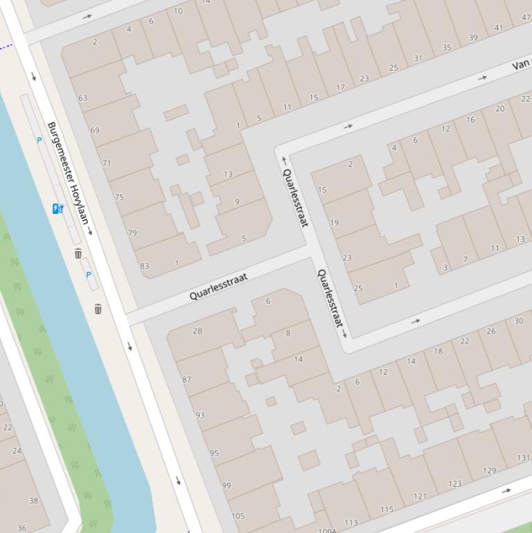 Kaart van de Quarlesstraat.