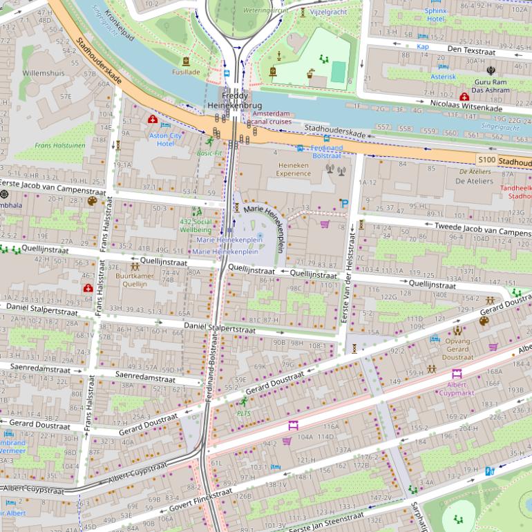 Kaart van de Quellijnstraat.