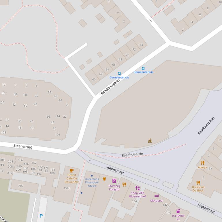 Kaart van het Raadhuisplein.