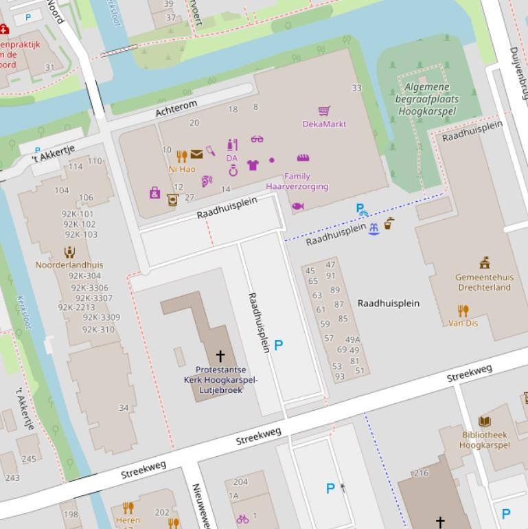 Kaart van het Raadhuisplein.