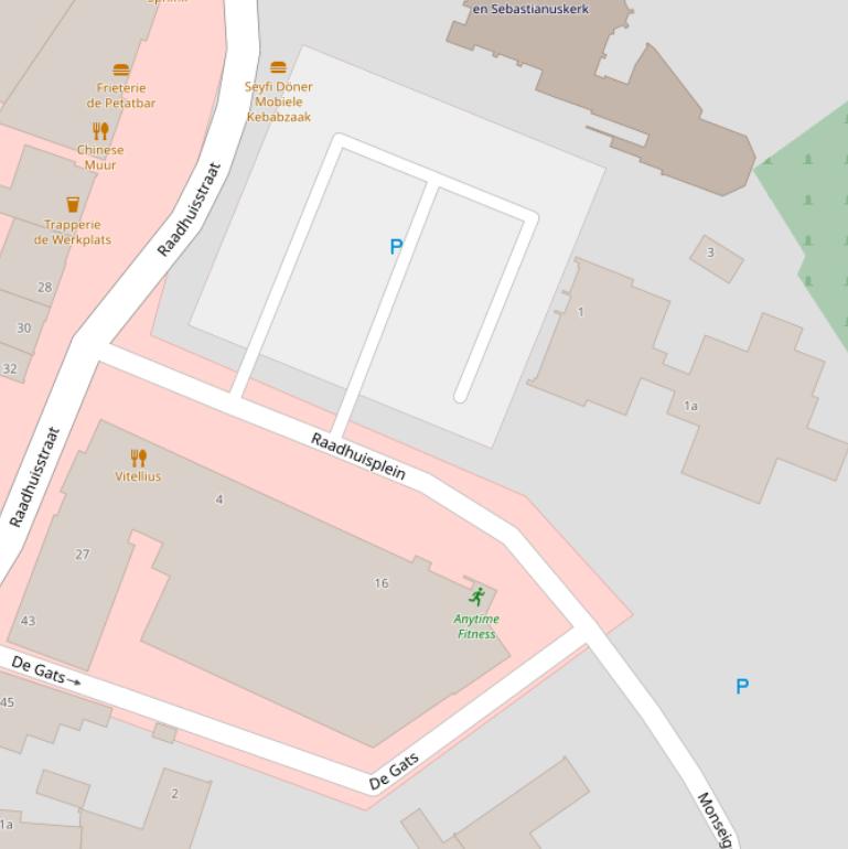 Kaart van het Raadhuisplein.