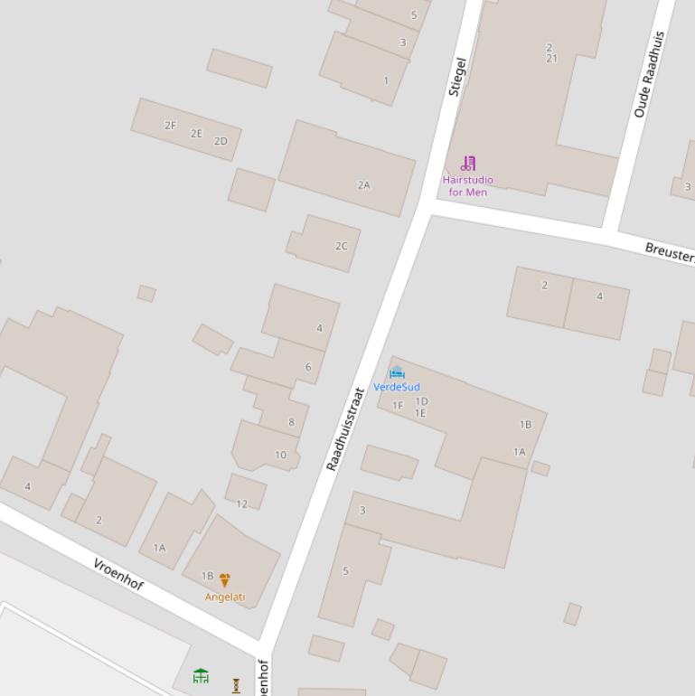 Kaart van de Raadhuisstraat.