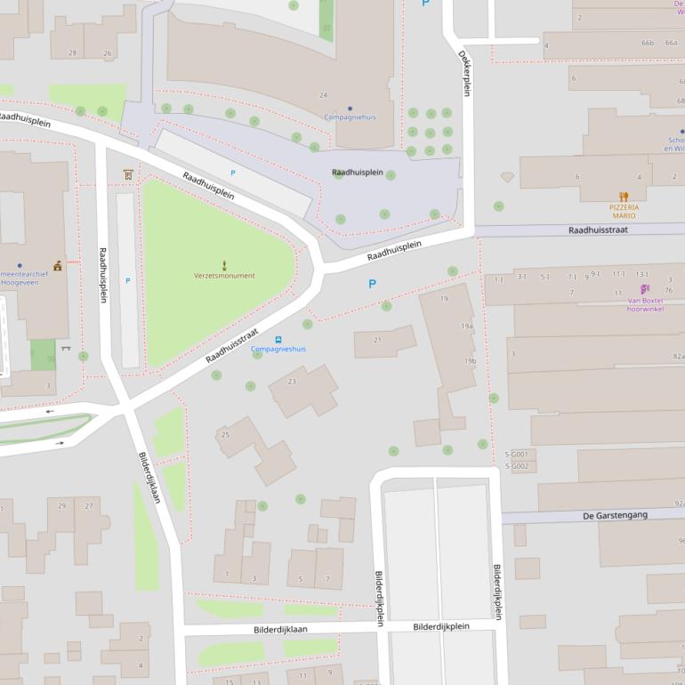 Kaart van de Raadhuisstraat.