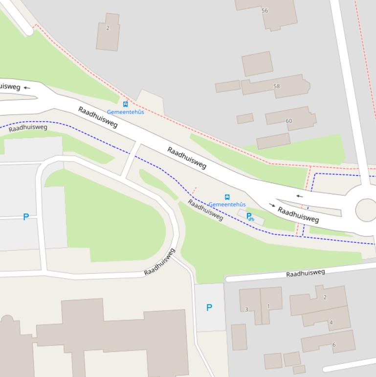 Kaart van de Raadhuisweg.