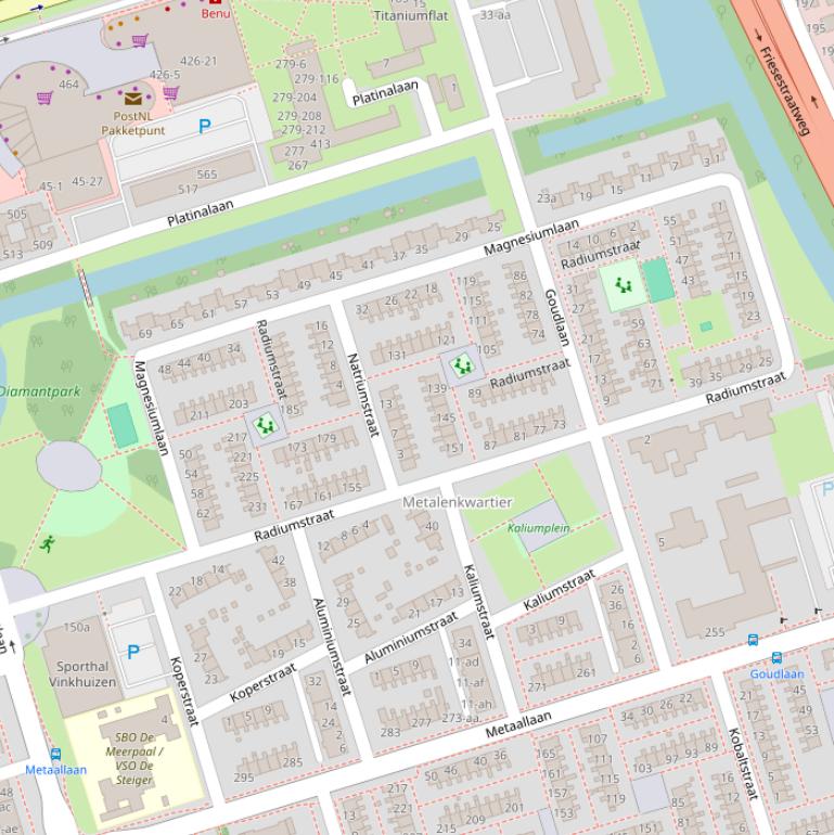 Kaart van de Radiumstraat.