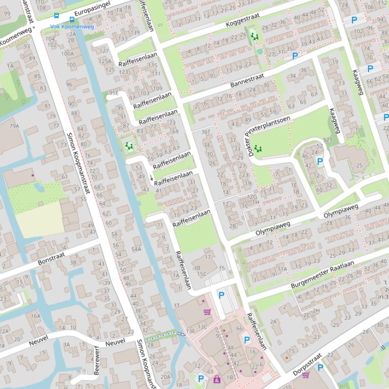 Kaart van de Raiffeisenlaan.