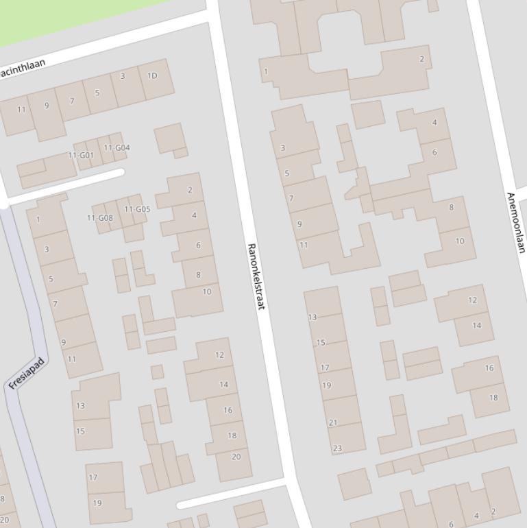 Kaart van de Ranonkelstraat.