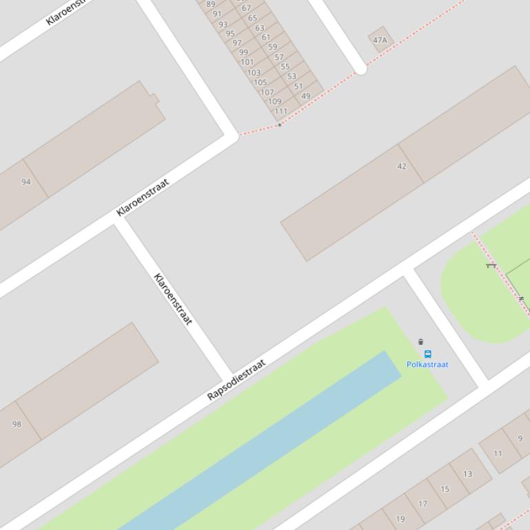 Kaart van de Rapsodiestraat.