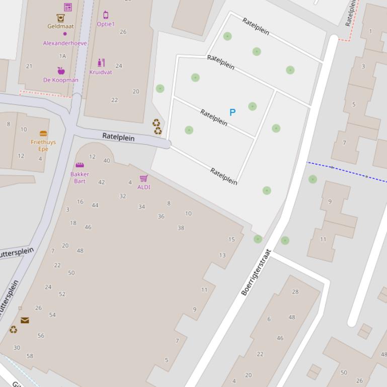 Kaart van het Ratelplein.