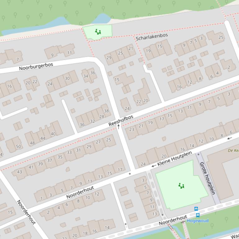 Kaart van het Reeshofbos.