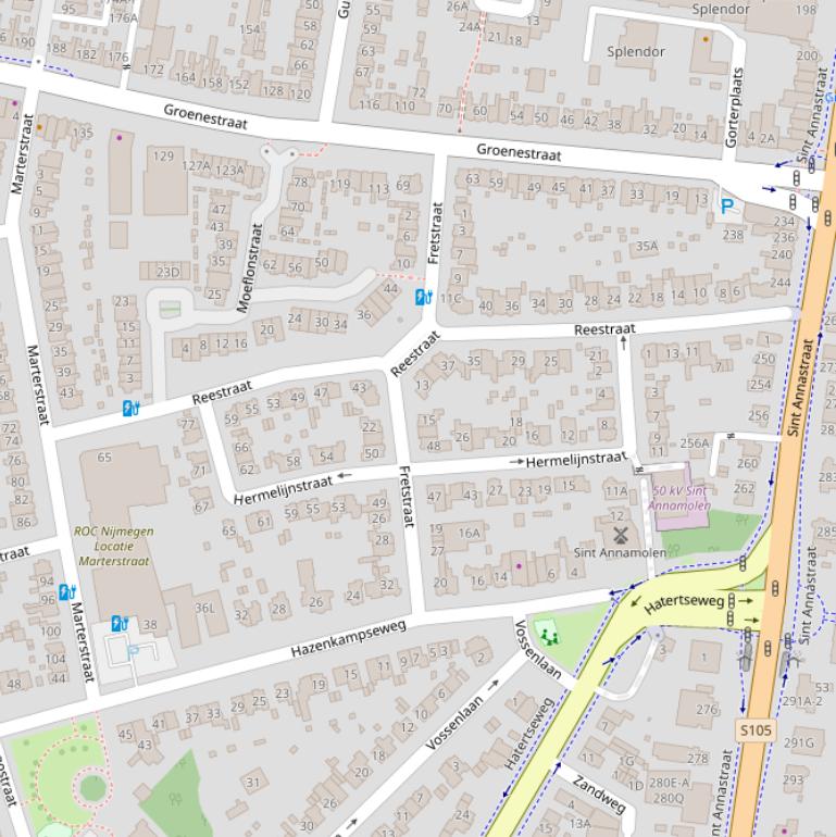 Kaart van de Reestraat.