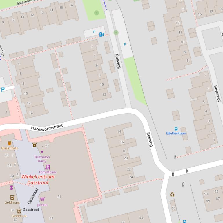 Kaart van de Reeweg.