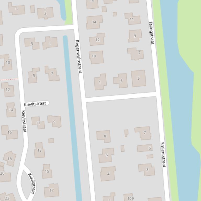 Kaart van de Regenwulpstraat.