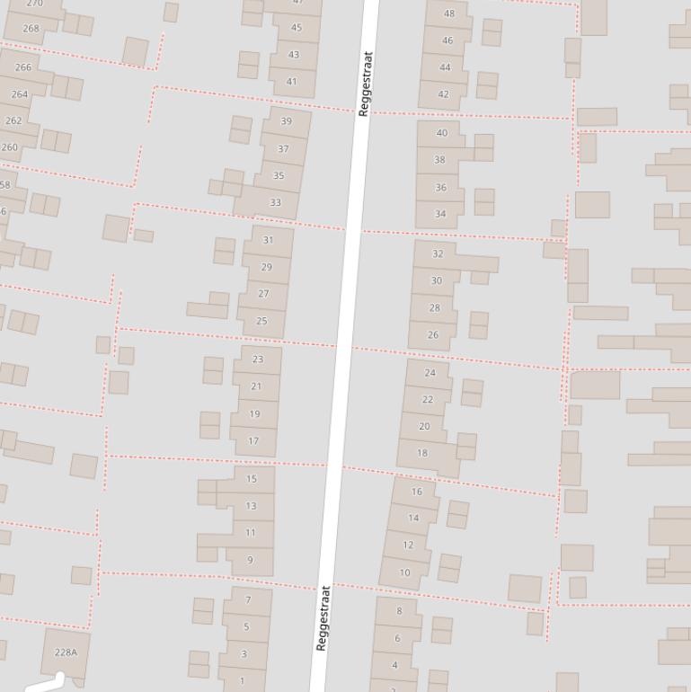 Kaart van de Reggestraat.