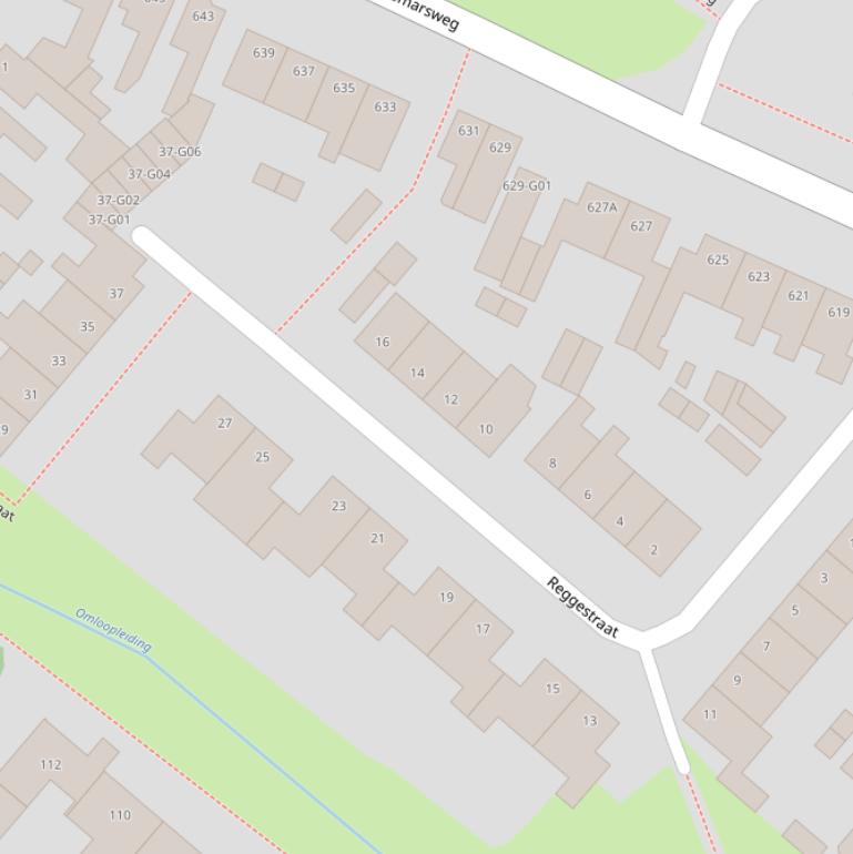 Kaart van de Reggestraat.