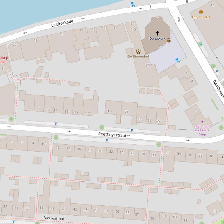 Kaart van de Regthuysstraat.