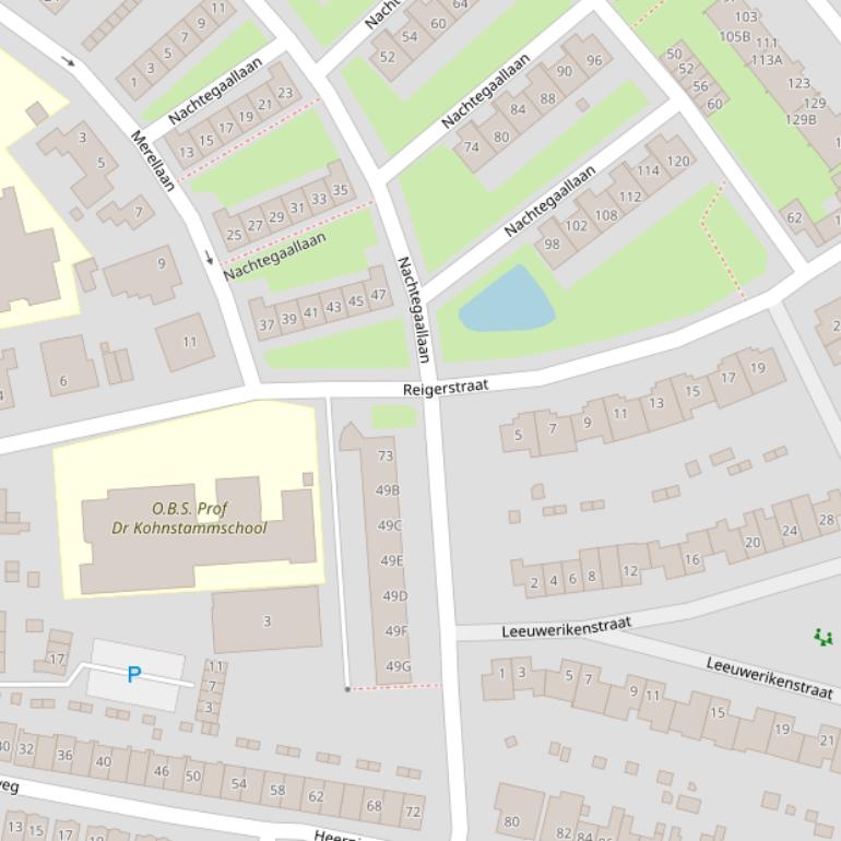 Kaart van de Reigerstraat.