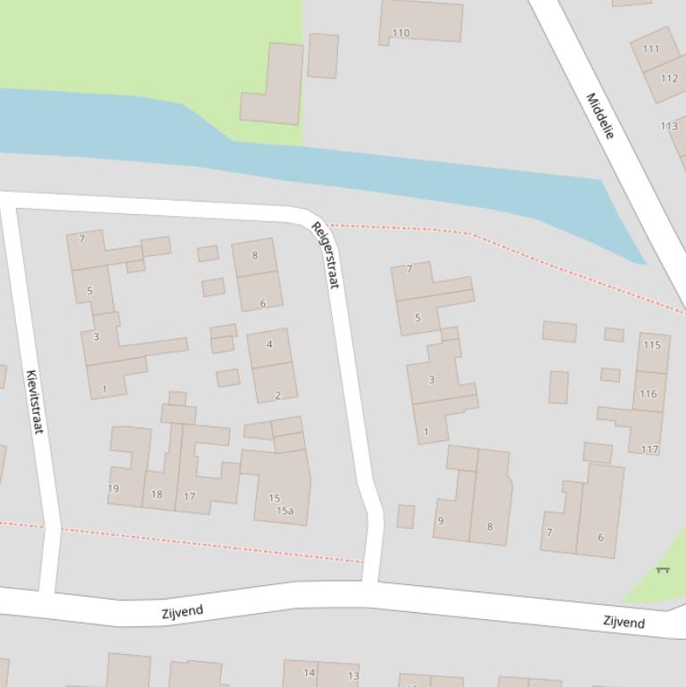 Kaart van de Reigerstraat.