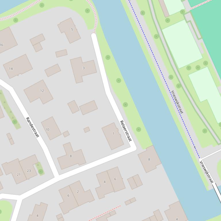 Kaart van de Relaerstraat.