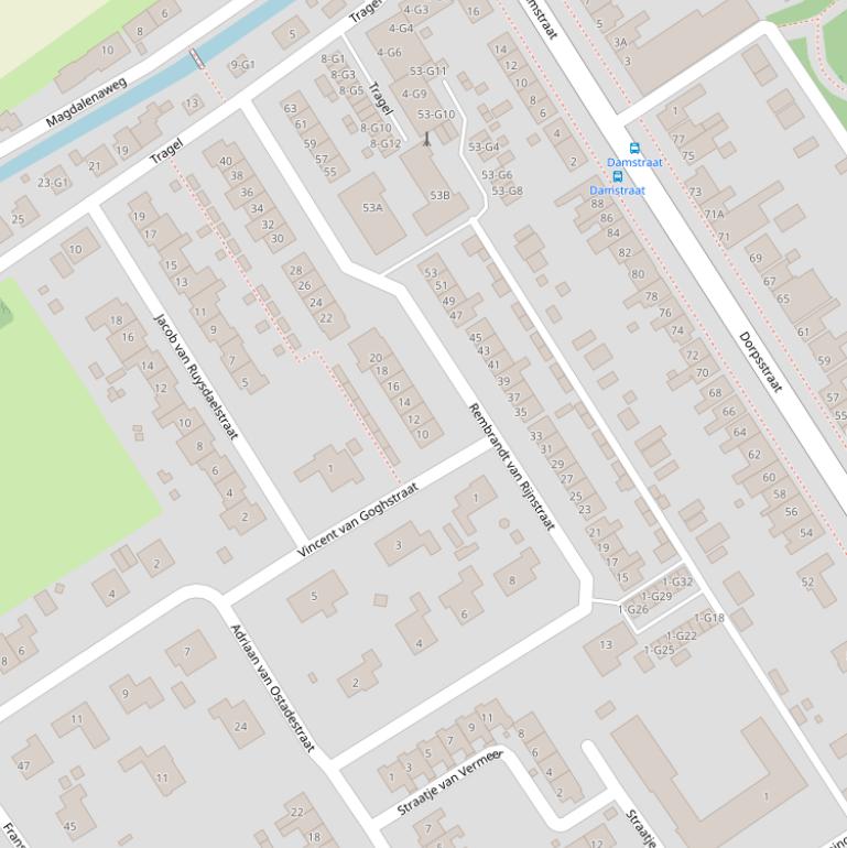 Kaart van de Rembrandt van Rijnstraat.