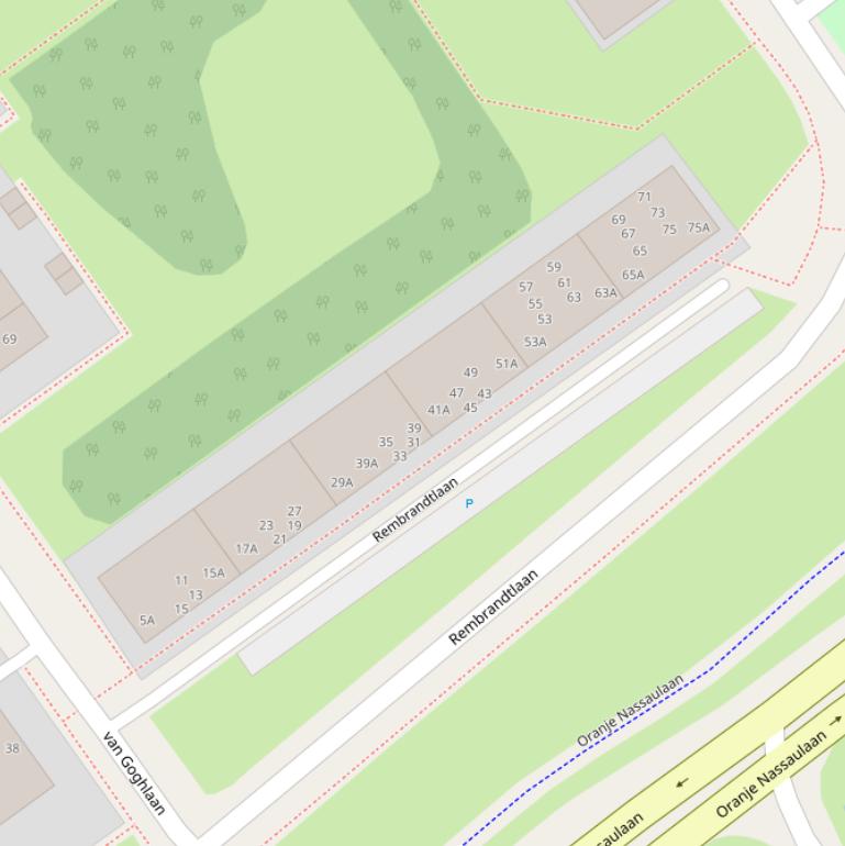 Kaart van de Rembrandtlaan.