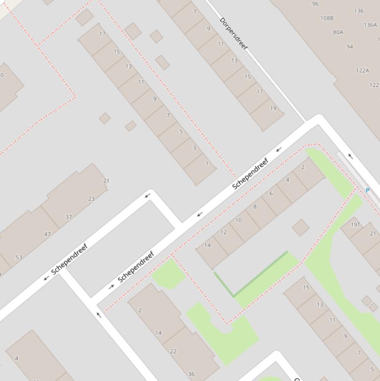 Kaart van de Rentmeesterdreef.