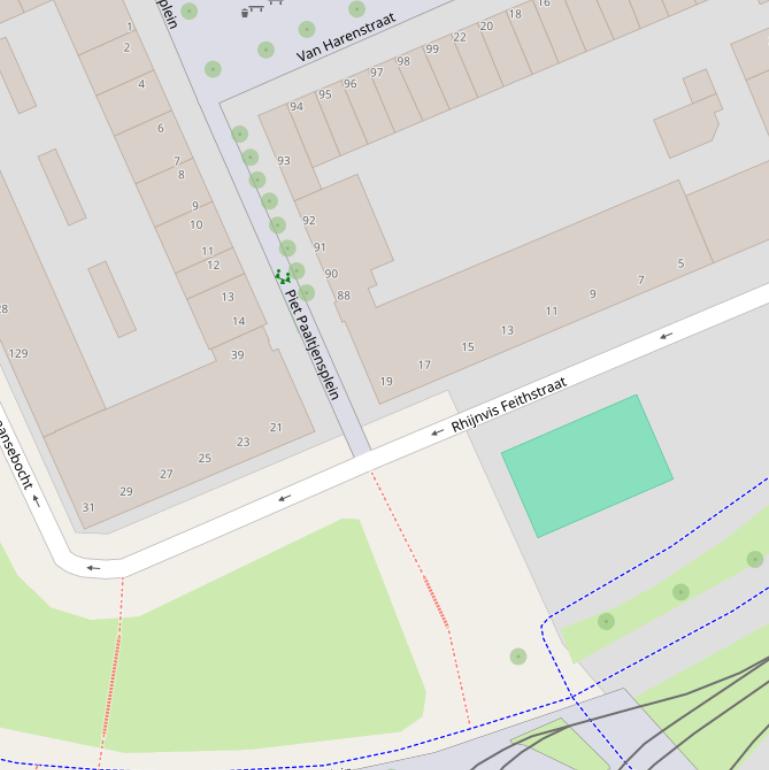 Kaart van de Rhijnvis Feithstraat.