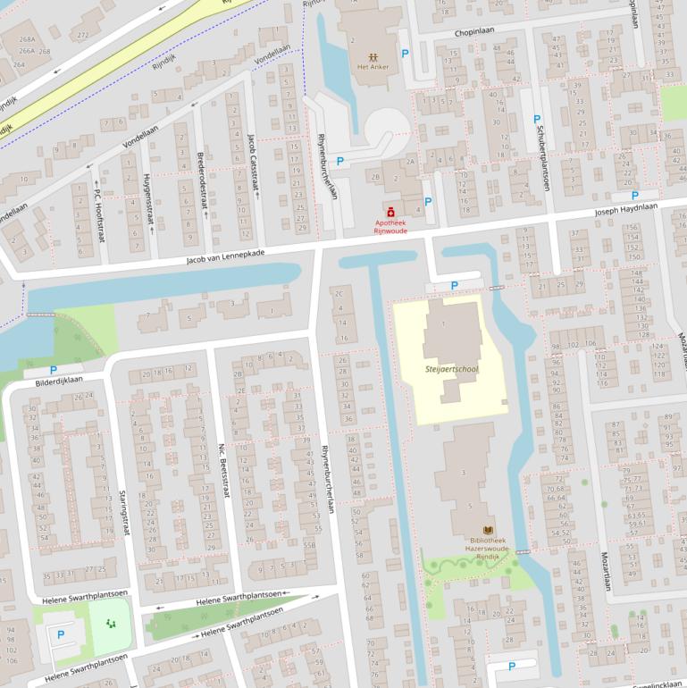 Kaart van de Rhynenburcherlaan.