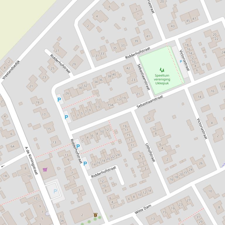 Kaart van de Ridderhofstraat.