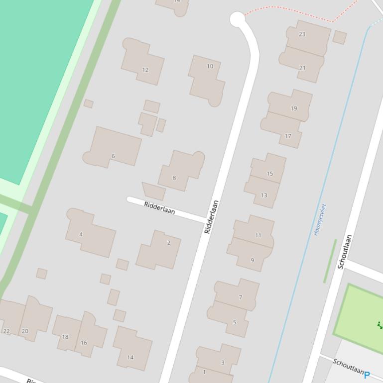Kaart van de Ridderlaan.
