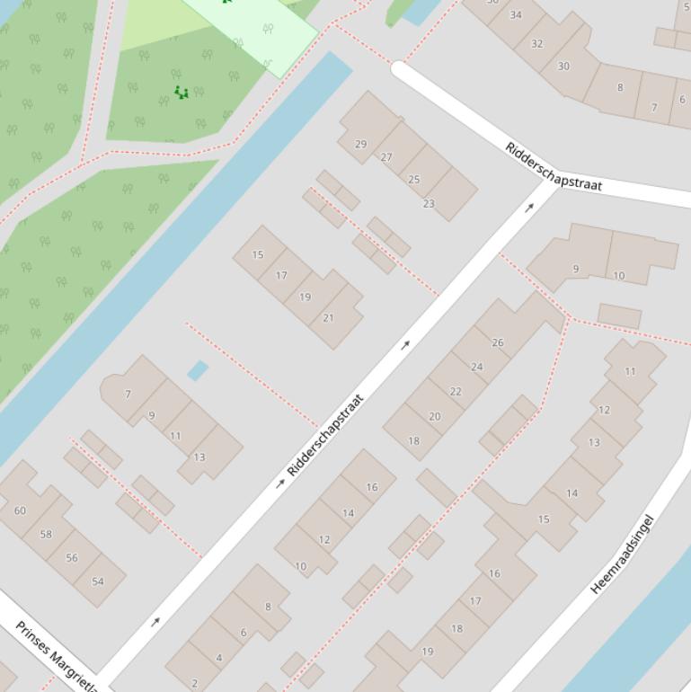 Kaart van de Ridderschapstraat.