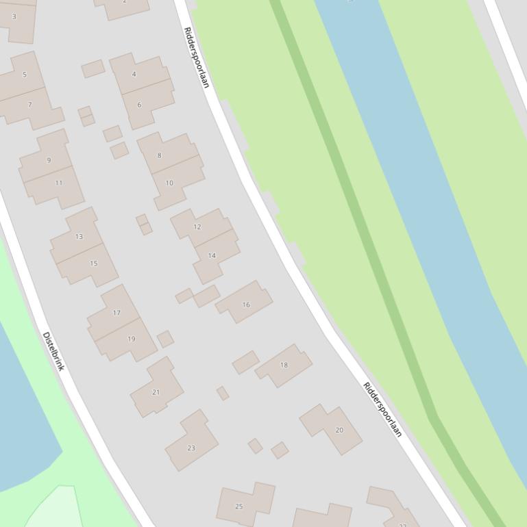 Kaart van de Ridderspoorlaan.