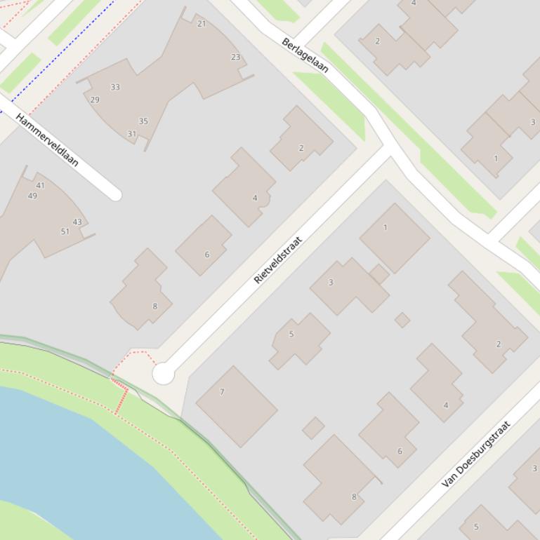 Kaart van de Rietveldstraat.