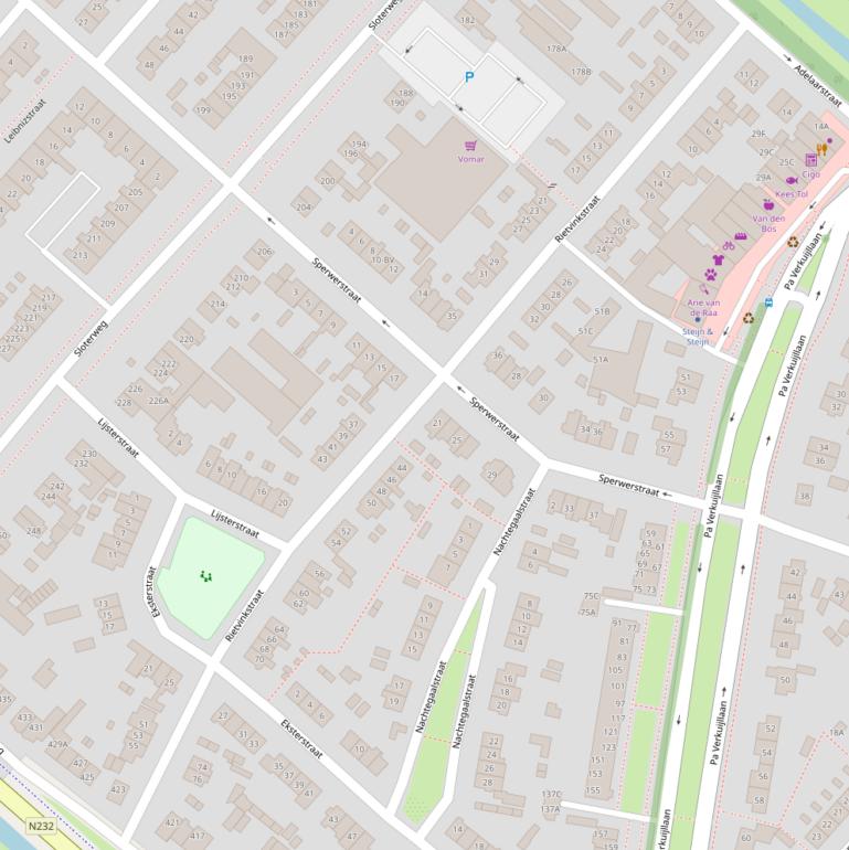 Kaart van de Rietvinkstraat.