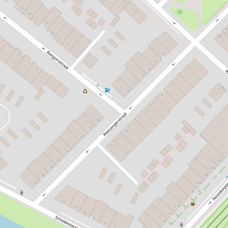 Kaart van de Rietzangerstraat.