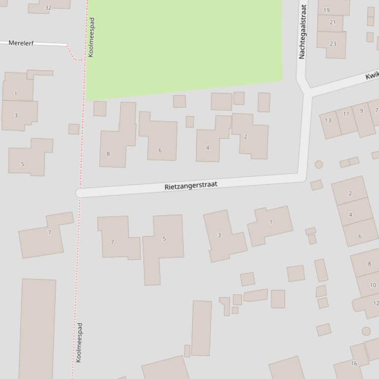 Kaart van de Rietzangerstraat.